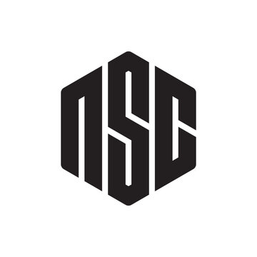 N S C hexagon logo design vector illustration.