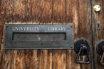 door and mail slot for the Durham University Library, Durham, UK