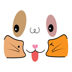 Vector flat cat face isolated on white background.