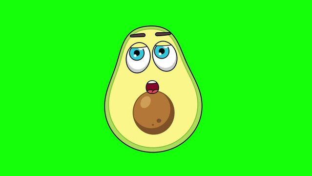 avocado cartoon facing with rolling eye, emoji emoticon animation
