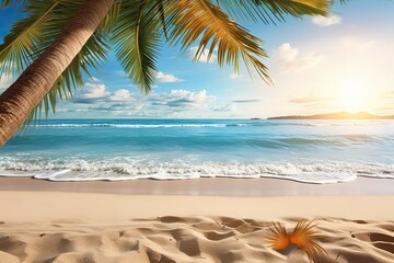 Fototapeta na wymiar Aesthetic Beach Pictures: Tropical Holiday Beach Banner for an Ultimate Tropical Getaway
