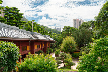 Nan Lian Garden traditional park in Hong Kong - obrazy, fototapety, plakaty