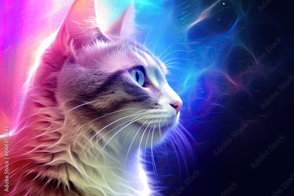 Poster background cat wallpaper: light multicolor blur abstraction - stunning feline background for a mesme