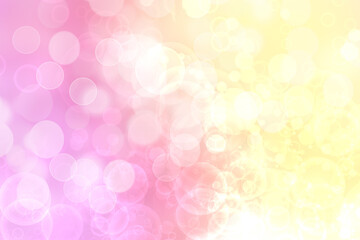 Abstract blurred fresh vivid spring summer light delicate pastel yellow pink orange bokeh background texture with bright circular soft color lights. Beautiful backdrop illustration.