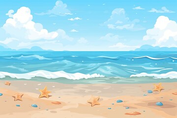 Fototapeta na wymiar Beach Background Wallpaper: Flat Seamless Texture for an Invigorating Coastal Vibe