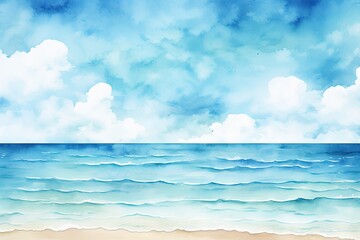 Delicate Watercolor Beach Background Wallpaper: Captivating Coastal Beauty