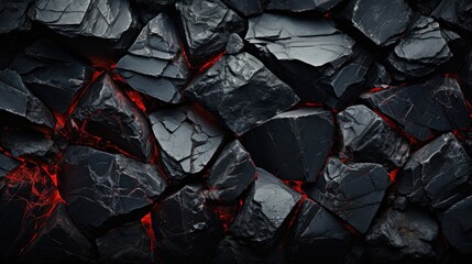 A stone wall background with a black rock texture, accentuated by bold red veins and vivid red nuggets, marries the rugged beauty of nature with a fiery, passionate touch.