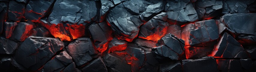 A stone wall background with a black rock texture, accentuated by bold red veins and vivid red nuggets, marries the rugged beauty of nature with a fiery, passionate touch.
