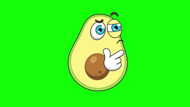 Thinking animation of a avocado cartoon, mascot animation with green
