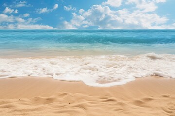 Fototapeta na wymiar Beach Scene: Closeup of Sea Sand Beach, Breathtaking Coastal View