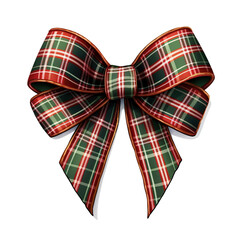 Timeless Plaid Christmas Bow Art Isolated on White Background
