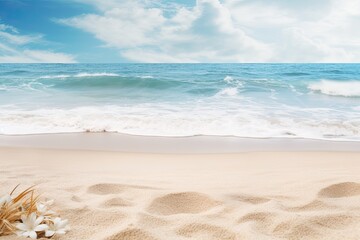Fototapeta na wymiar Soft Sand Beach Background: Stunning Beach Theme Image