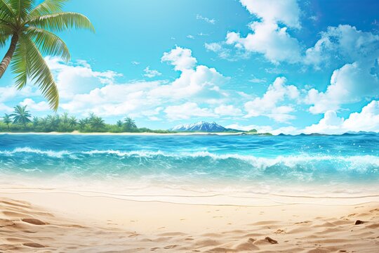 Beach Theme Background: Inspire Tropical Beach Seascape Horizon - Stunning Digital Image