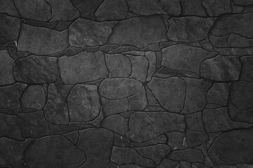 black stone wall pattern background, dark old, grunge rough rock texture effect, decoration interior wallpaper, 