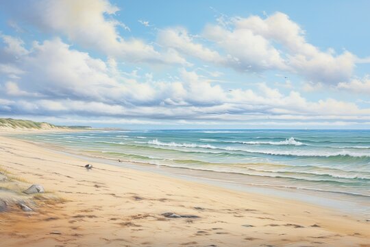 Soft Sand Beach: Breathtaking Beach View Captured in Digital Image