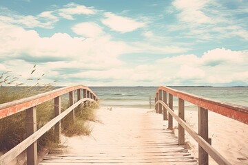 Vintage Tone Filter Beach: Stunning Beach Bridges with a Touch of Retro Charm
