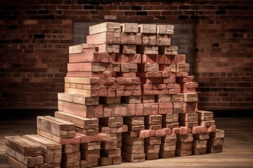 Bricks stacked on pallet. Generative AI