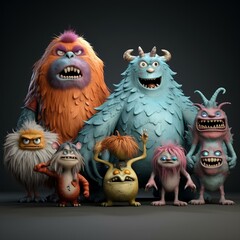 A group of furry monsters