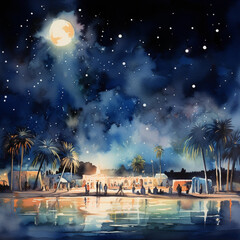 beach with palm trees