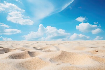 Closeup Beach Landscape: Sand on Beach and Blue Summer Sky - Stunning Digital Image