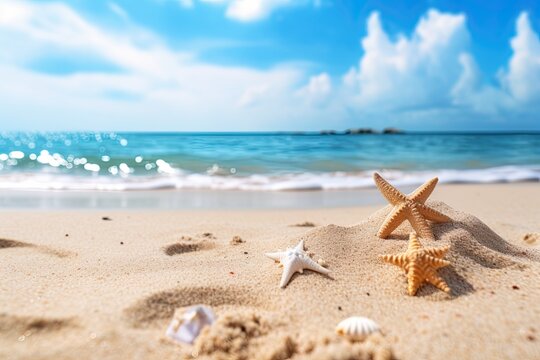 Closeup Sea Sand Beach: Beach Summer Vacation Image that Captures the Essence of a Perfect Getaway