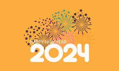 Obraz premium New Year's Eve 2024 Countdown Celebration and Party Concept with Fireworks, Champagne, and Festive Fun. Holiday greeting card, background, banner, card, poster design.