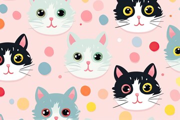 Cute Cat Wallpapers: Modern Dotted Seamless Background for a Purrr-fectly Adorable Display