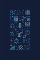 Science, Technology, Engineering and Math - STEM vector line vertical concept blue banner © tentacula