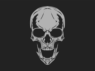 Vintage illustration of skull. On black background