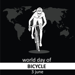World bicycle Day June 03 banner Poster flayer template design illustration. Means of transport cycle illustration.