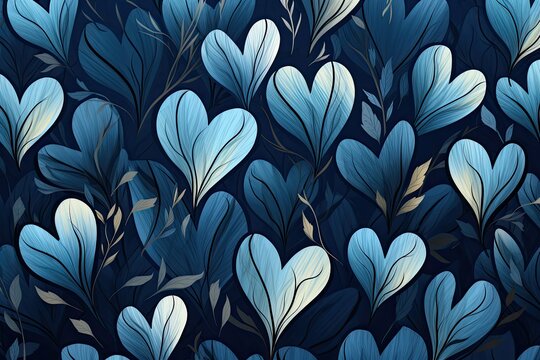 Hearts Wallpaper Blue: Close Up Image of Beautifully Detailed Heart Patterns