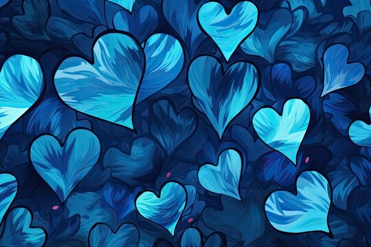 Hearts Wallpaper Blue: Abstract Art Background for Captivating Displays