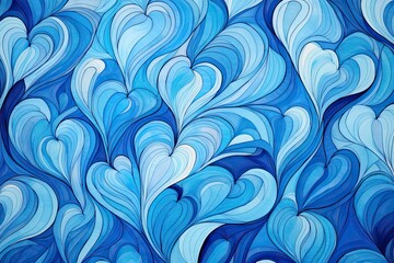 Blue Hearts Wallpaper: Fragment of Artwork with Wavy Pattern on Paper