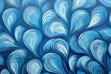 Fototapeta na wymiar Blue Hearts Wallpaper: Fragment of Artwork with Wavy Pattern on Paper