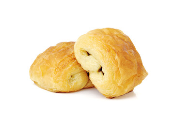 Chocolate croissant isolated on white background