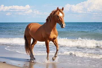 Horse on Beach: Captivating Summer Vacation Scene by the Seaside