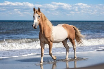 Obraz na płótnie Canvas Beach Summer Vacation: Horse on Beach - A Majestic Sight of Equine Beauty