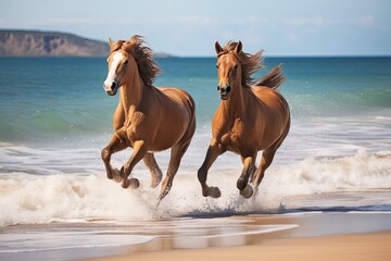 Horses Running on Beach: Closeup of Sea, Sand, and Beachscape