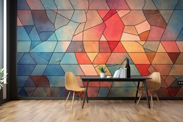 Vintage Mosaic Love Wallpaper: Abstract Illustration with a Captivating Structure - obrazy, fototapety, plakaty