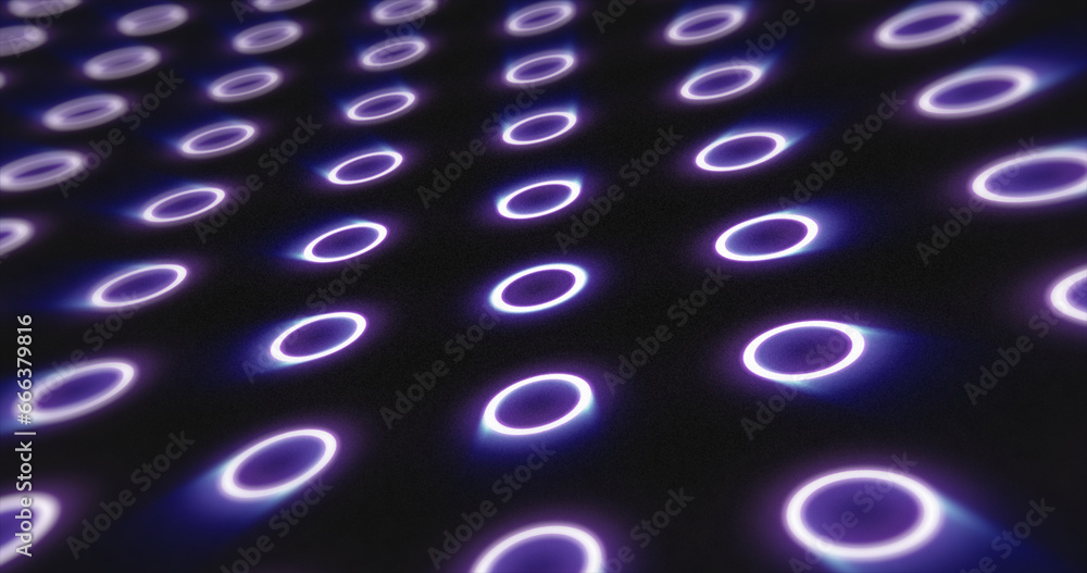 Aufkleber abstract purple pattern of glowing geometric circles loop futuristic hi-tech black background