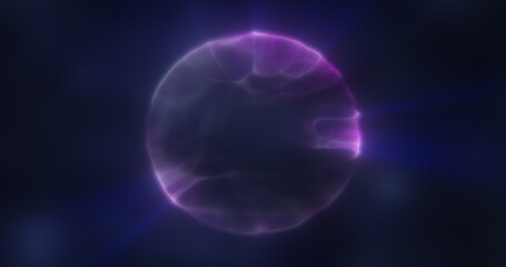 Abstract purple energy sphere round glowing magical digital futuristic space background