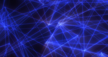 Naklejka na ściany i meble Abstract blue energy lines triangles magical bright glowing futuristic hi-tech background