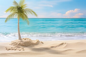 Closeup of Palm Tree Beach: Captivating Sea Sand Beach Scene