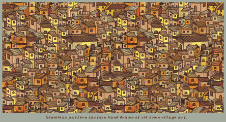 01 Seamless pattern hand drawn cartoon old village art