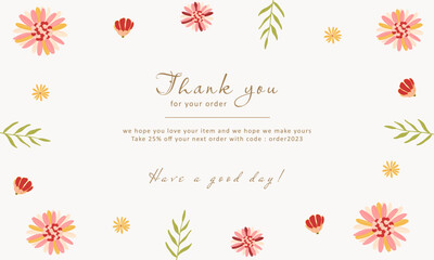 thank you card with colorful floral decoration background design