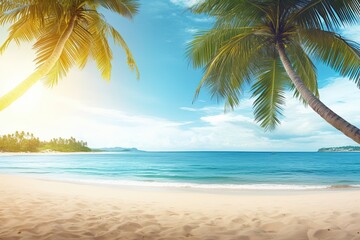 Palm Trees on Beach: Stunning Tropical Holiday Beach Banner