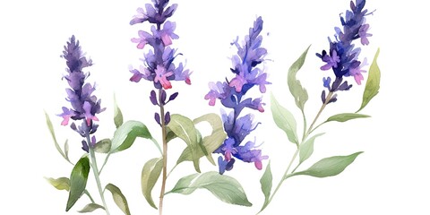 watercolor lavender flowers - obrazy, fototapety, plakaty