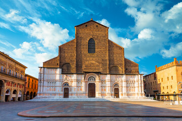 View of Basilica di San Petronio on sunrise. Bologna, Italy