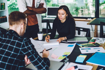 Young creative team working on startup project