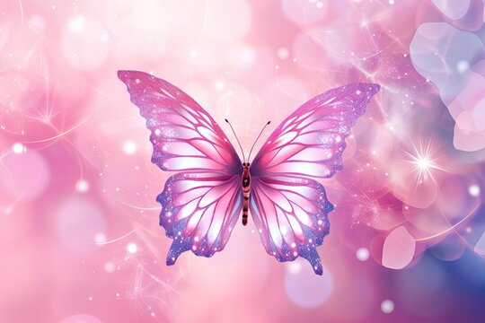 Multicolor Pink Butterfly Wallpaper: Stunning Light Blur Abstraction